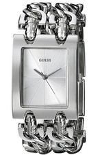 Guess G-Link Silver Tone Quartz 28mm Adjustable Band Women's Watch G75916L