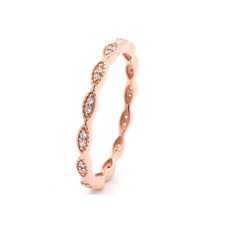 Art Deco CZ Full Eternity Cubic Zirconia Marquise Rose Gold Stackable Band