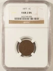 1877 INDIAN CENT - NGC F-2 BN, KEY-DATE! SMOOTH BROWN, STRONG DATE