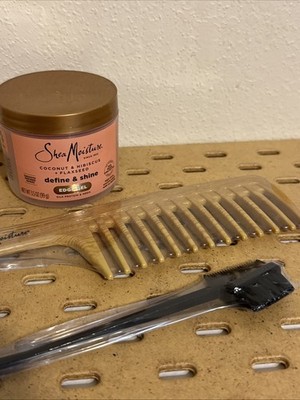 Shea Moisture Coconut & Hibiscus +Flaxseed Black Edge Gel, 3.5 OZ Comb And Brush