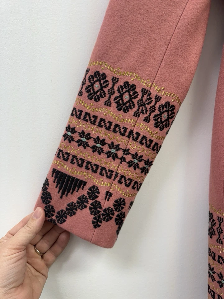 Abrigo Plenty by Tracy Reese Elimovna Talla 8 Rosa Lana Bordado Foto 4 de 4