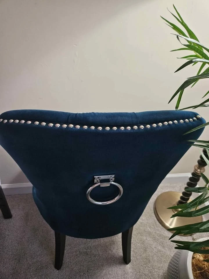 Versailles Tufted Dining Chair – Blue Velvet Tufted - Abbyson Home - Used - Image 4 of 4