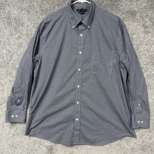 Tommy Hilfiger Dress Shirt Mens XL 17.5 32/33 Blue White Gingham Check Formal