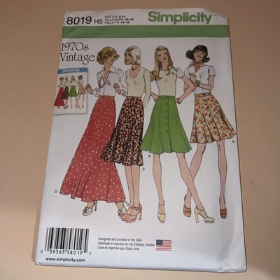 Simplicity 8019 Flared Front Button Skirts Misses Size 6 14 Retro Uncut Pattern