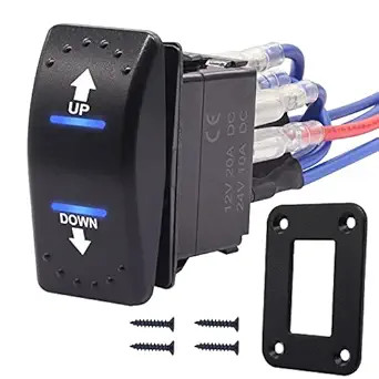 20A 12V Polarity Reversing Momentary Rocker Switch DC Motor Cont Size: B style