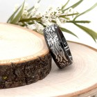 8mm Etched Texture Tungsten Carbide Ring With Polished Edges Unisex Stylish Band — photo 3