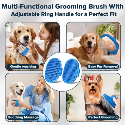 Image showcasing Shedding Reduction Tools for Pets Dog Shower Brush Bath Grooming Kit ...
