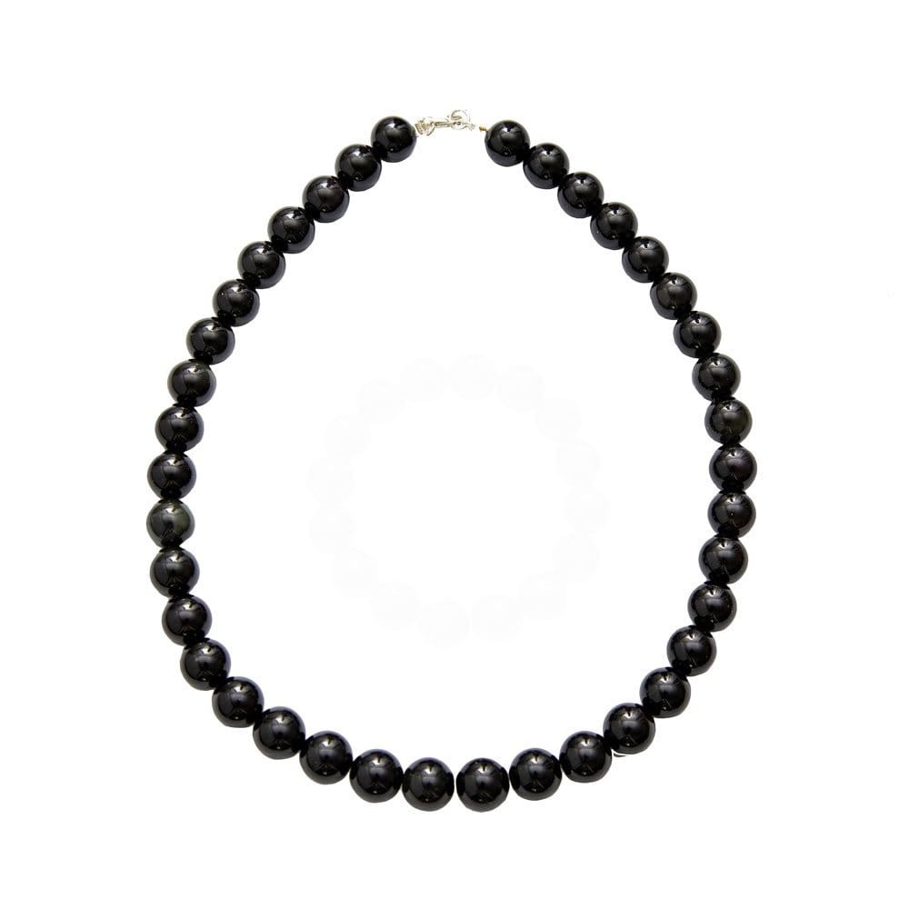 Collier Onyx noir perles 12mm pour sublimer vos tenues de soirée
