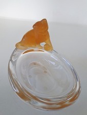 Daum Nancy Kristallschale mit Katze aus Paté de Verre