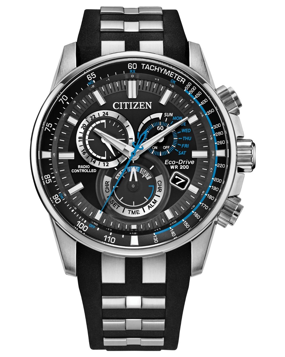 Citizen Men's PCAT Chronograph Day Date Black Eco-Drive Watch 43MM