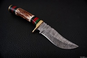 6''  Exotic Handle Damascus Hunting Knife Stag/Antler – Skinner Blade Handmade