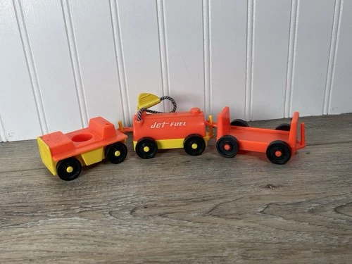 Vintage Fisher Price Little People Airport Jet Fuel Tanker Luggage Cars
