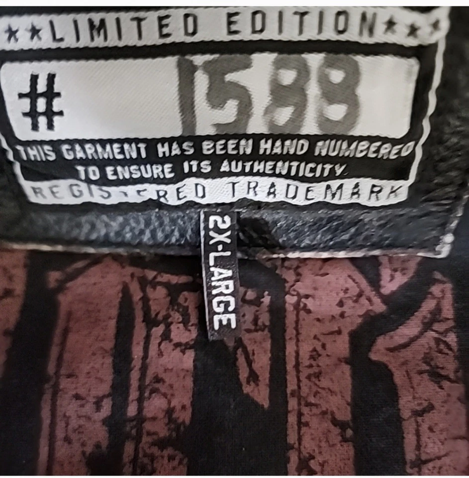 Edição limitada. Jaqueta de couro Affliction Motorcycle masculina marrom Tamanho: XXL - Imagem 3 de 4