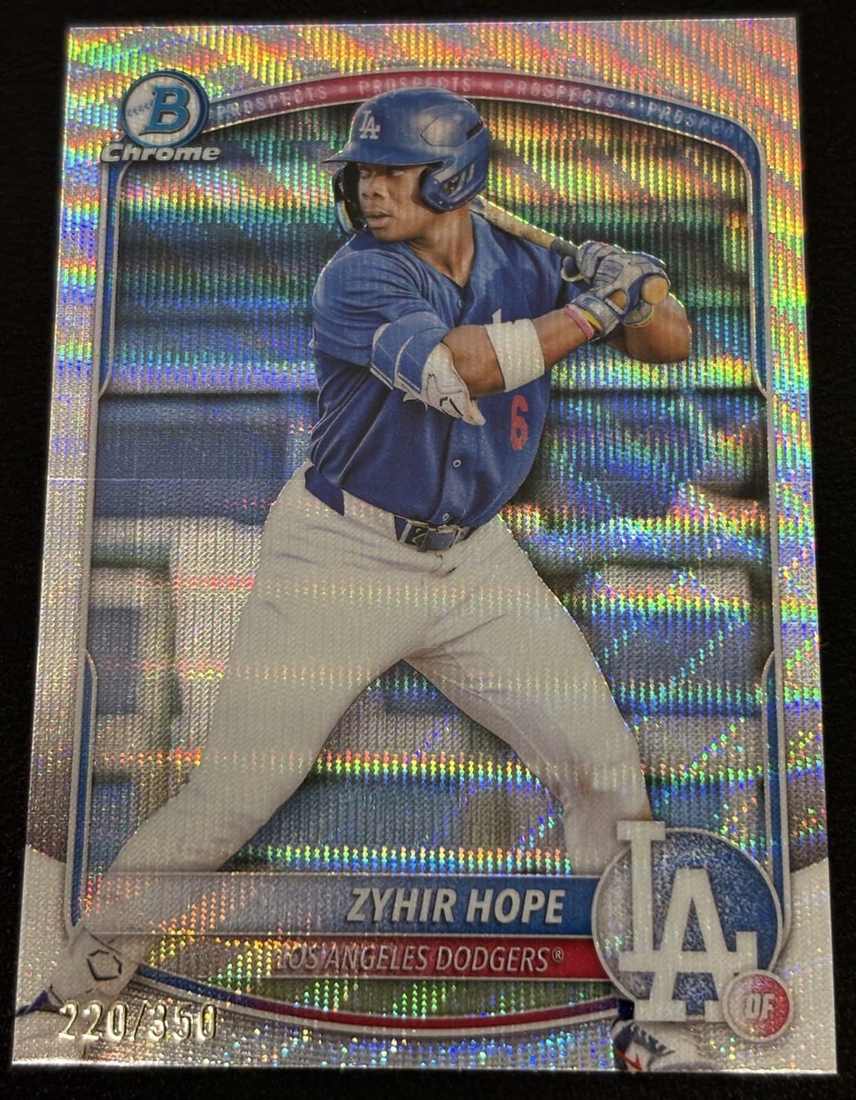2025 Bowman - Chrome Prospects Zyhir Hope #BCP-2 Wave Refractor /350 (RC)