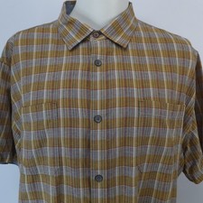 Carbon2cobalt Mens Shirt 2XL Brown Plaid Embroidered Stripes Lightweight Casual