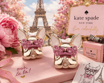 New KATE SPADE Kate Spade Rose Gold Francoise French Bulldog Stud Earrings
