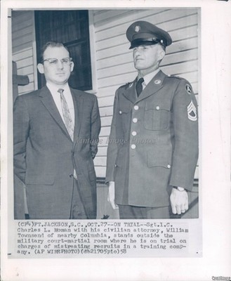 1958 Columbia Sgt Charles Moman Military Court Martial Trial Wirephoto 8x10