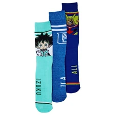Bioworld Adult Mens 3 Pair Blue My Hero Academia Socks Set