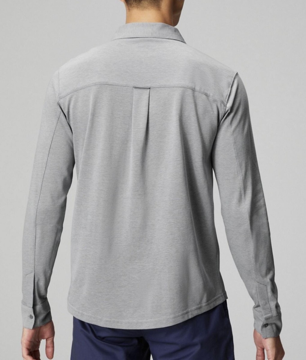 Fabletics The Dash Long Sleeve Button Shirt men's MEDIUM Classic Gray Heather View 2