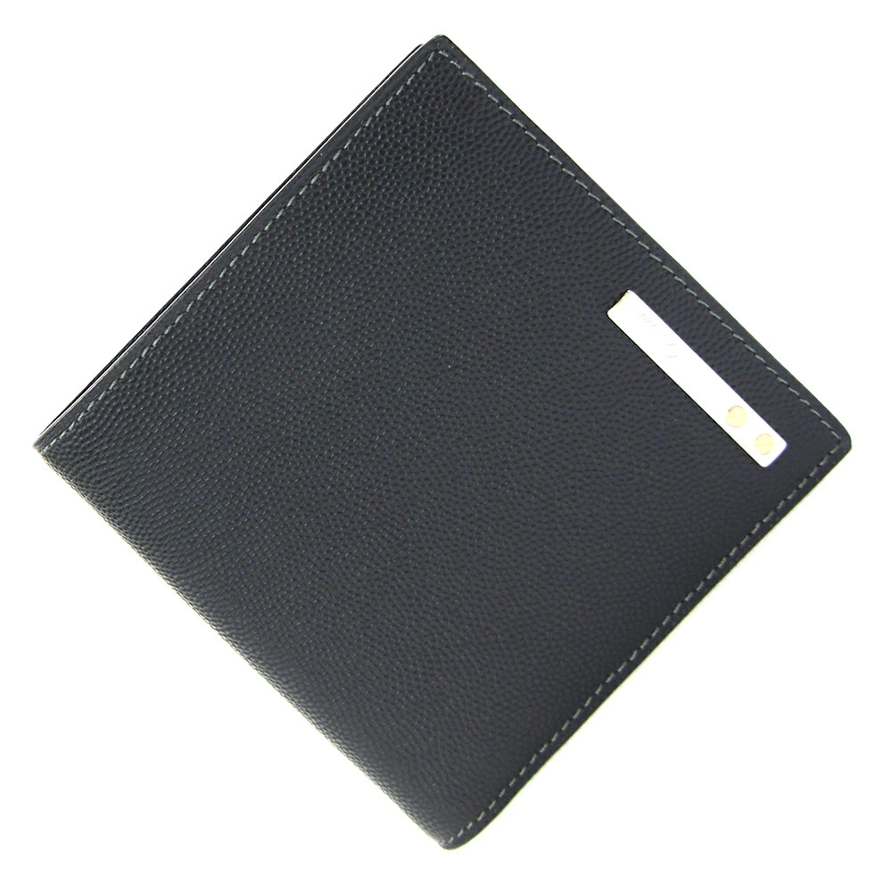 Cartier Santos Bifold Wallet Black Leather Compact Folding