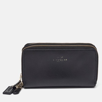 バッグ DOUBLE ZIP COACH WALLET Coach Black Leather Double Zip Around Wallet | eBay