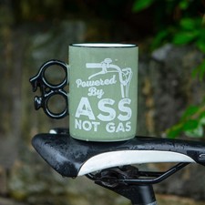 Novelty Bike Mug - Powered By Ass - Funny Mens Cycling Gifts