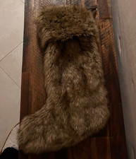 SALE: Beautiful Brown Faux Fur Christmas Stocking  NWOT 