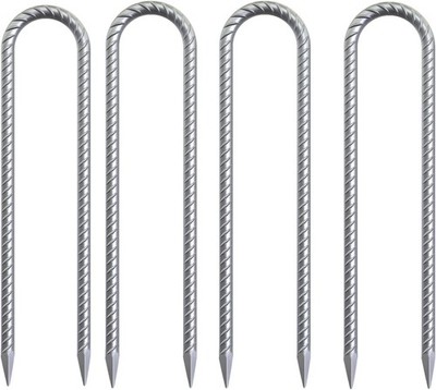 Trampoline Tie Down Anchor Kit 16 Inch Galvanized U Shaped Rebar Ground Stake...