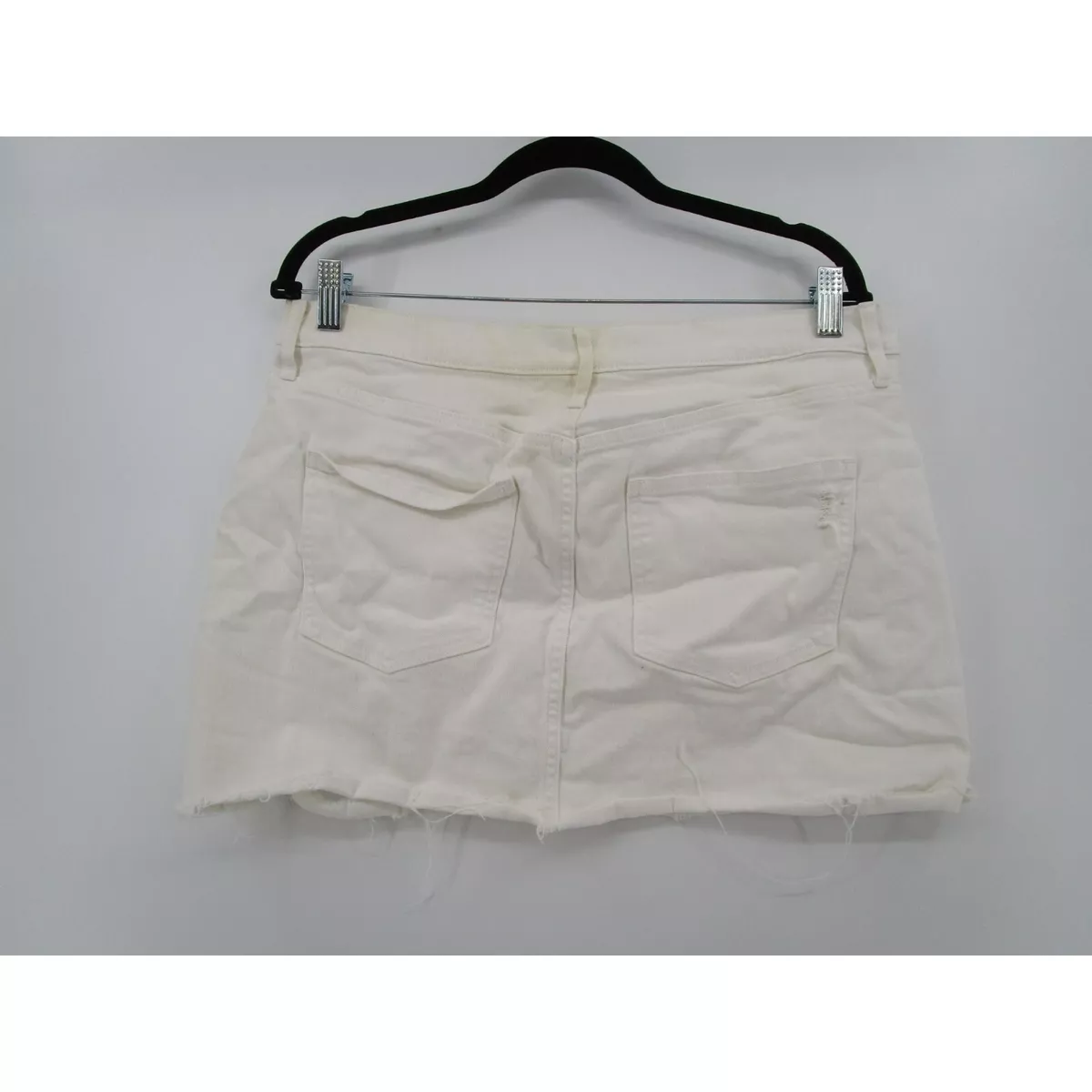 Ella - White Distressed Frayed Hem Denim Mini Skirt | Denim Mini Skirts |  Miss G Couture