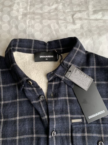Authentic Dsquared2 Blue Plaid and Grey Jersey Button Up. Size 46IT. BNWT - Picture 7 of 12