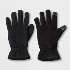 Goodfellow 3M Ribbed Leather Thinsulate Insulated Gloves Black L XL Tech NWT