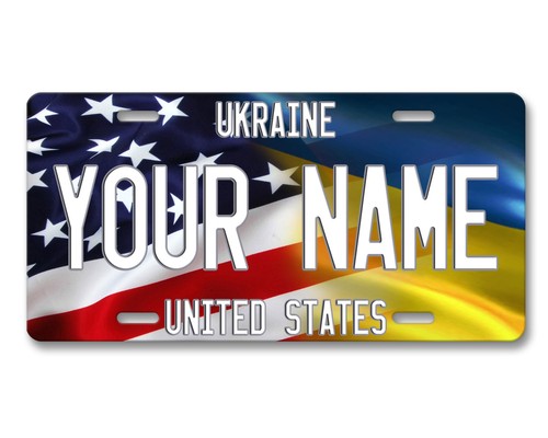 Personalized Name Mixed USA and Country Flag Bike Vehicle License Plate Auto Tag - Picture 40 of 42