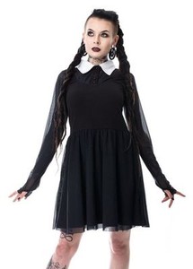 Heartless Wednesday Addams Family Lace Dress Las Black Gothic Ebay Image Is Loading Heartless Wednesday Addams Family Lace Dress Las Black