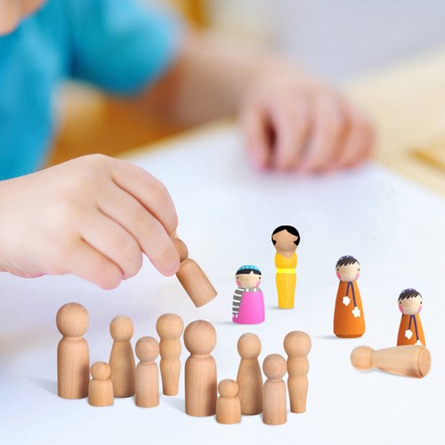 50 Pezzi Figurine in Legno Dipinto Mini Persone Figurine Papà Artigianato Miss - Foto 10 di 11