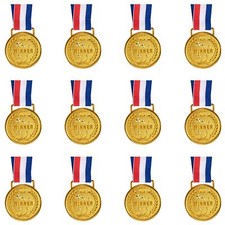 12 Pcs 2 Inch Metal Gold Medals Winner Awards Medals with Neck Ribbon for Sports