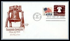 US FDC # U547 1 1/4c Liberty Bell  Artmaster 5c Flag 1965, 9g788