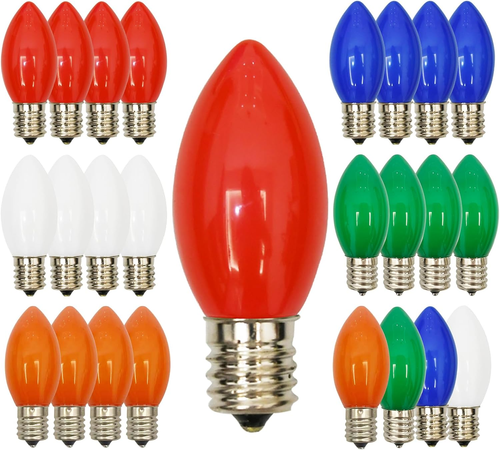 25 Pack Multicolor Christmas Light Bulbs,C9 Glass Incandescent Christmas