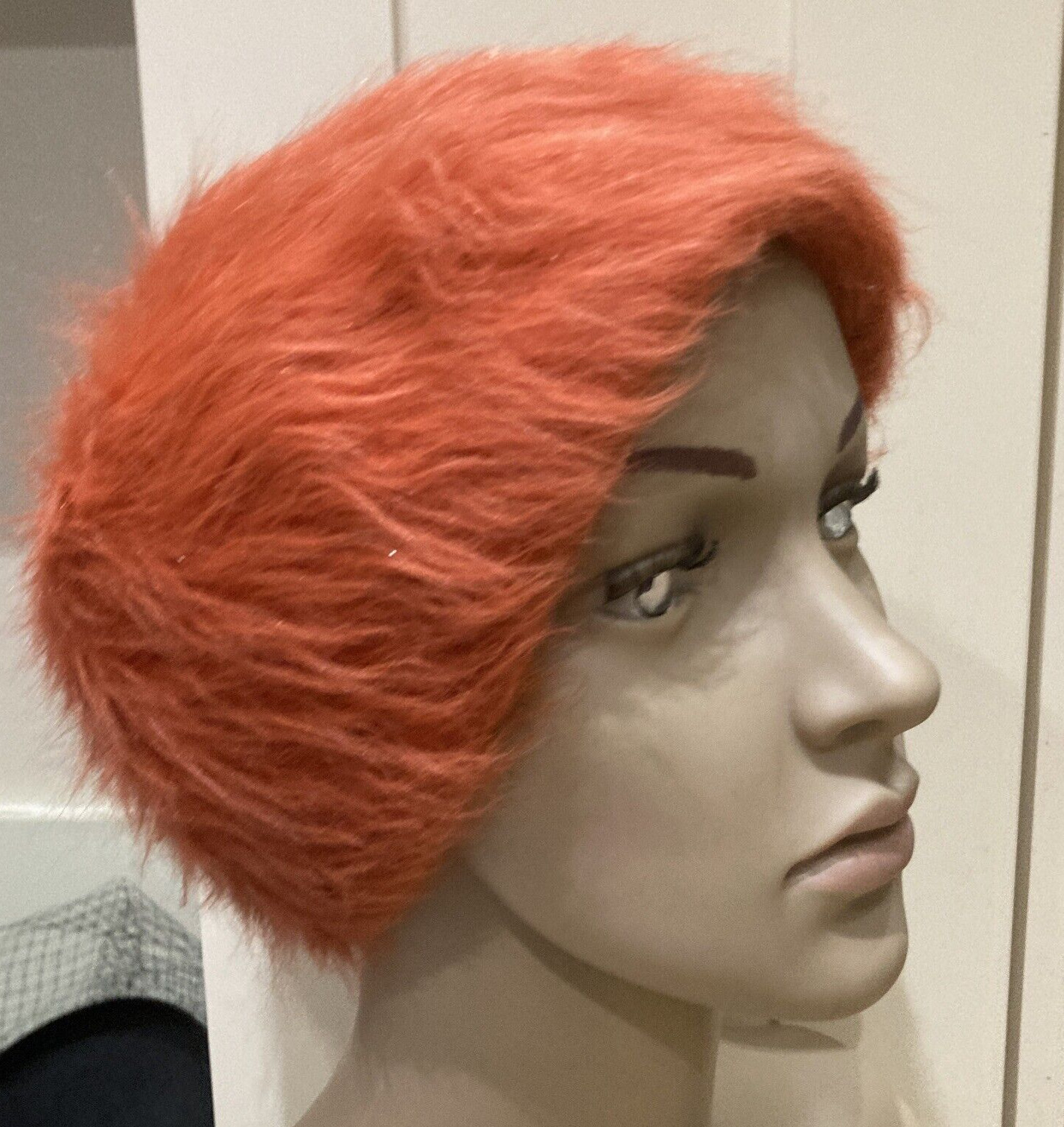 Vintage 1960s/Early 1970s Orange Faux Fur Hat, Size Small/Medium 3