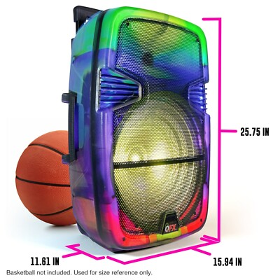 QFX TMS-1560 Wireless Bluetooth Portable Speaker with Party Lights