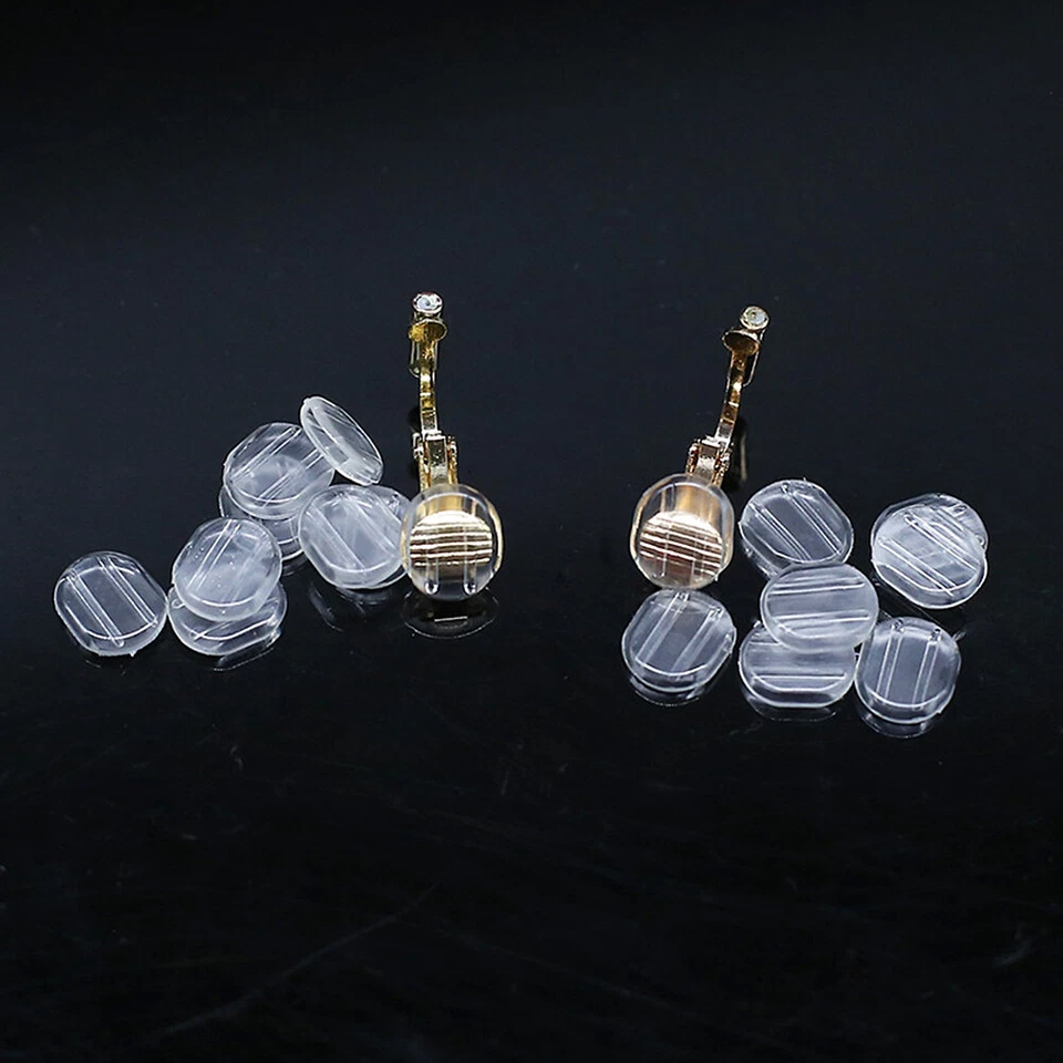 Paquete de 50 almohadillas de cojín transparentes cómodas para pendientes de clip orejas no perforadas EE. UU. Foto 2 de 4