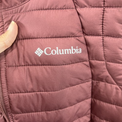 Columbia Double Zipper White Out Long Puffer Vest Burgundy Ladies Small - Picture 5 of 12