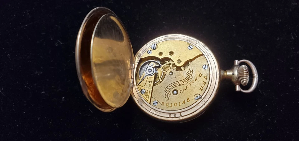 Reloj Bolsillo Antiguo 1904 Hampden Molly Stark 14K GF 7 Joyas Cuerda Manual Damas Foto 4 de 4