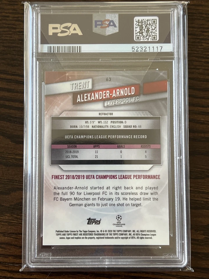 2019 Topps Finest UCL Trent Alexander-Arnold Refractor PSA 9 - Image 3 of 4