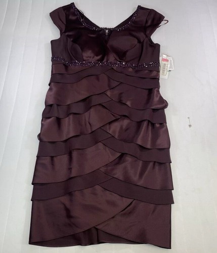 Alex Evenings Women's Embellished Chiffon Cocktail Formal Dress 8P Plum/Purple - Picture 5 of 15