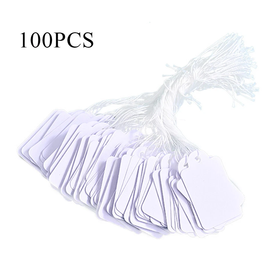 Garage Sale Price Tags Size #5 Blank White Merchandise Hang String Strung LOT ' - Image 3 of 4