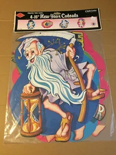 VINTAGE BEISTLE NEW YEAR CUTOUTS 4CT 16" EA. 2 SIDED 1988 NOS NIP USA