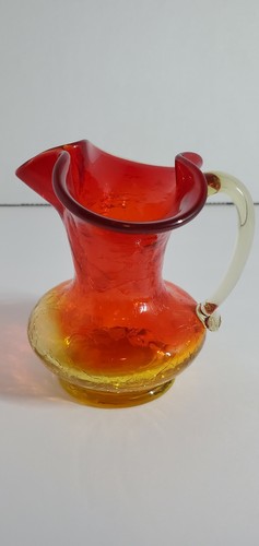 Rainbow Hand Blown Crackle Glass Vintage  Ruby Red Made In USA 4 pieces  - Picture 9 of 11