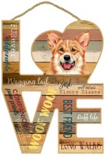 Corgi Cute Love Wood Cut Out 8" x 11" Nice Hanging Dog Sign Gift Home NEW L73