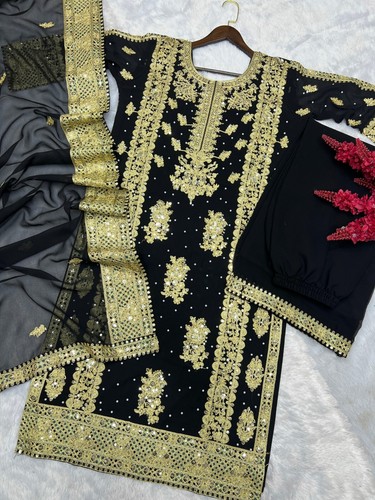 TUTA INDIANA PAKISTANA BELLISSIMA DESIGNER PARTY WEAR SHARA PLAZZO SALWAR KAMEEZ - Foto 4 di 7