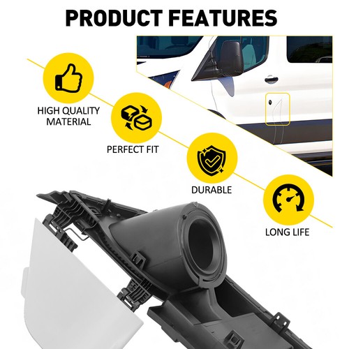 White Fuel Filler Door Housing&Gas Cover For Ford Transit Van 150 250 350 15-23 - Picture 9 of 9